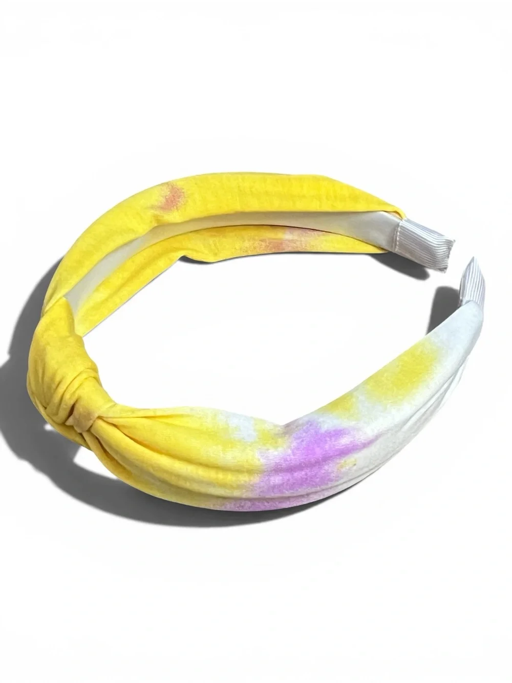 Tie Dye Knotted Top Knot Headband Yellow Purple Summer Pastel